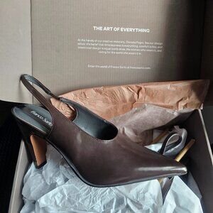 Dark Brown Sorrento Slingback Pointed Toe Pump-size 9
